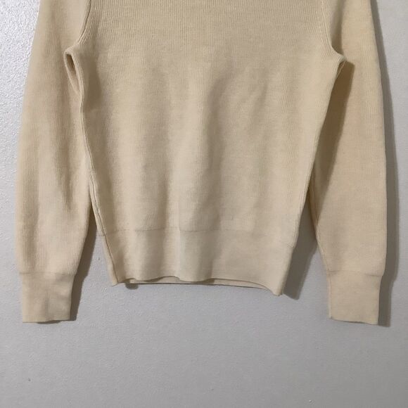 J.Crew Cream Ruffle Neck Merino Wool Blend Knit Quiet Luxury Preppy Sweater XS - Picture 3 of 10